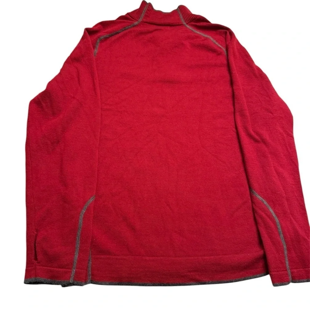 SMARTWOOL MERINO WOOL QUARTER ZIP FRONT BURGUNDY & GREY SWEATER PULL OVER MEDIUM